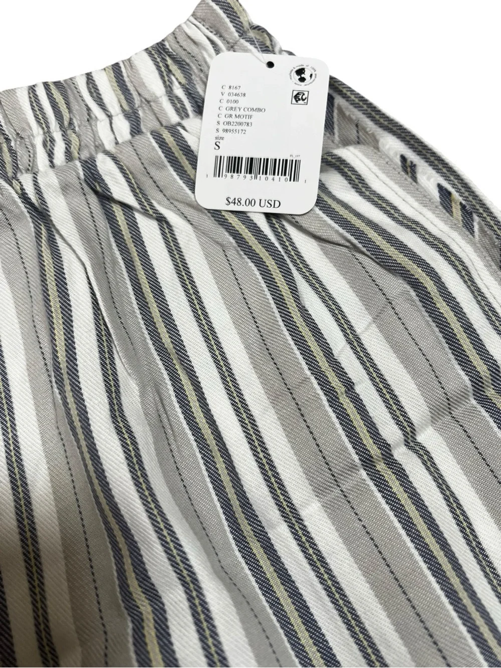 Free People Day to Day Boxer Shorts NWT Small Grey Blue Cotton Blend Sleep